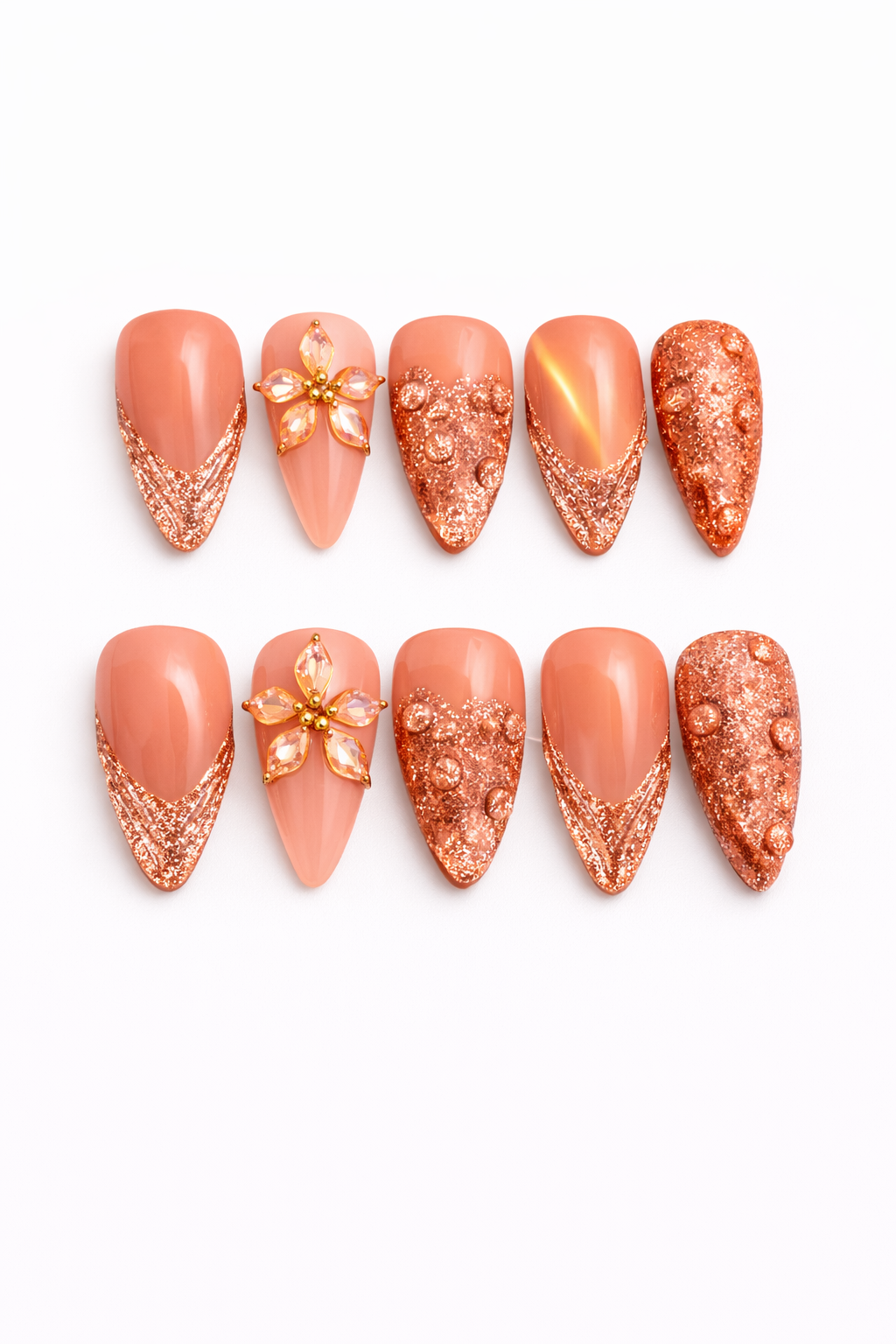 Peach Cat Eye press-on nails