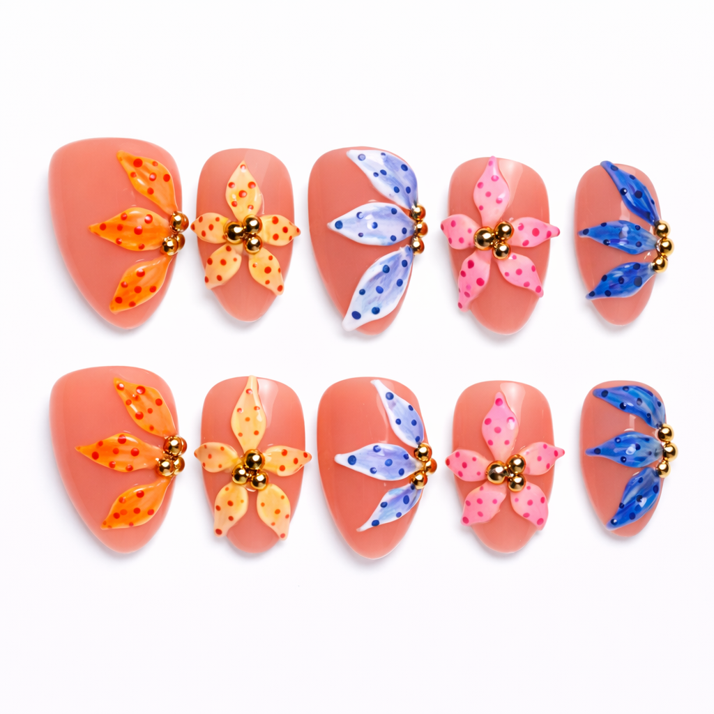 3D Flower Nail Set press-on nails