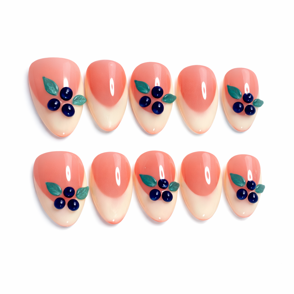 Blueberry French Tip press-on nails