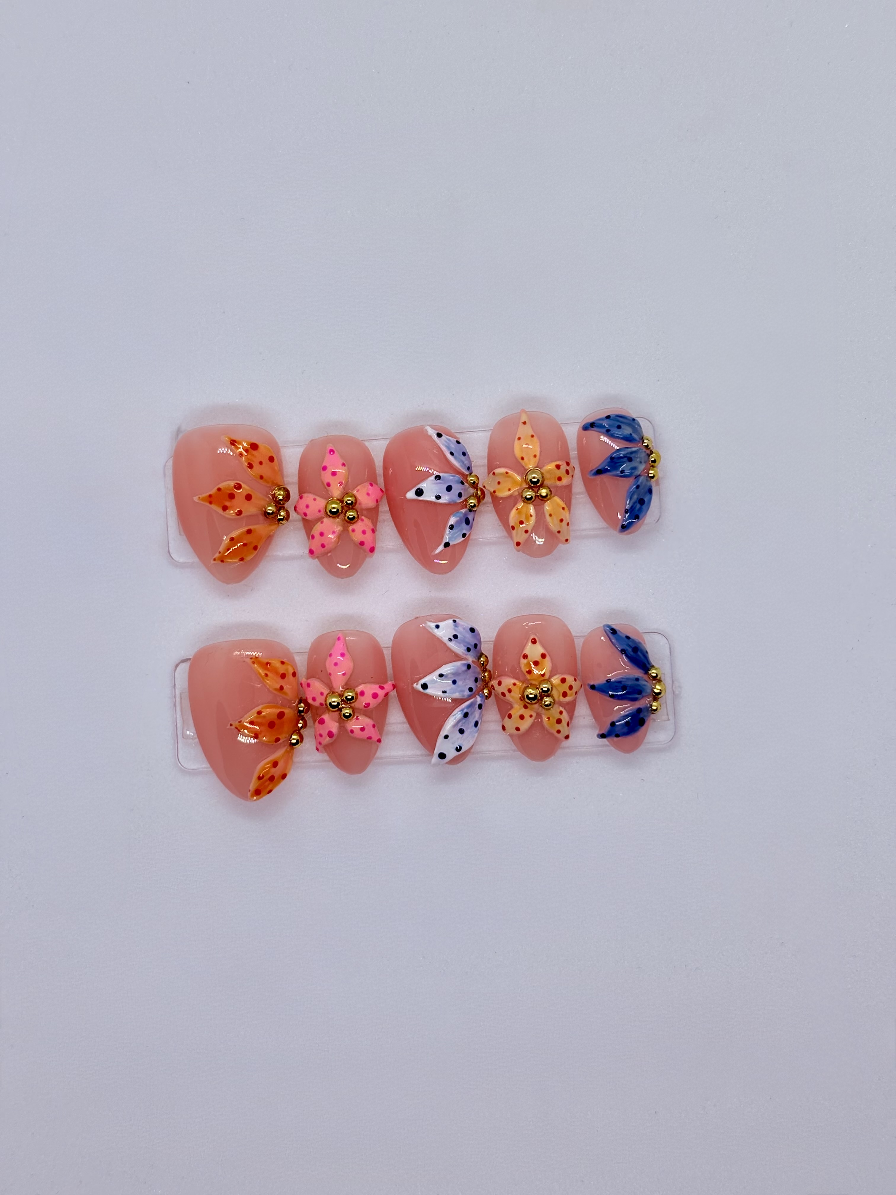 3D Flower Press-On Nails close-up