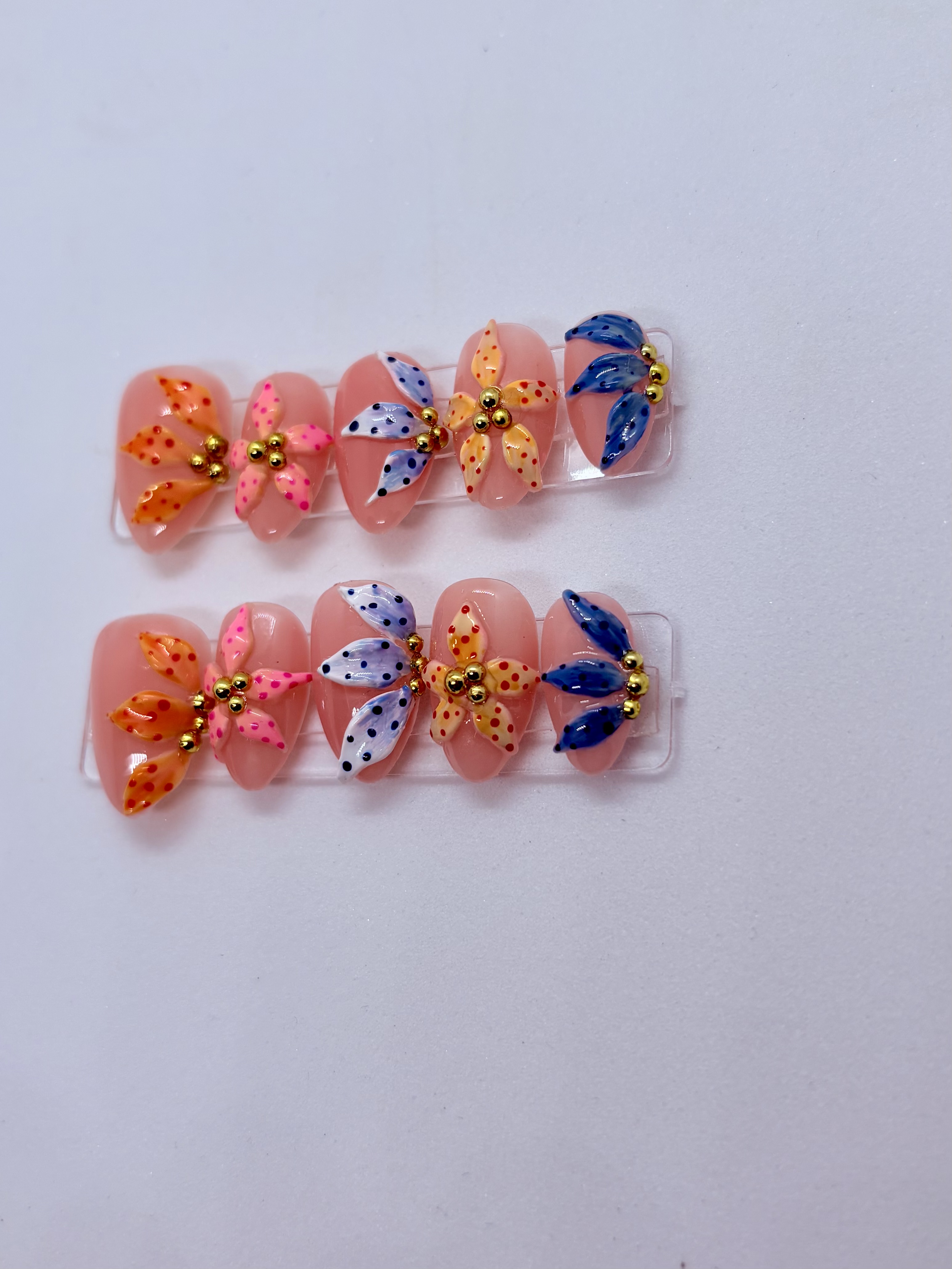 3D Flower Nail Set press-on nails close-up