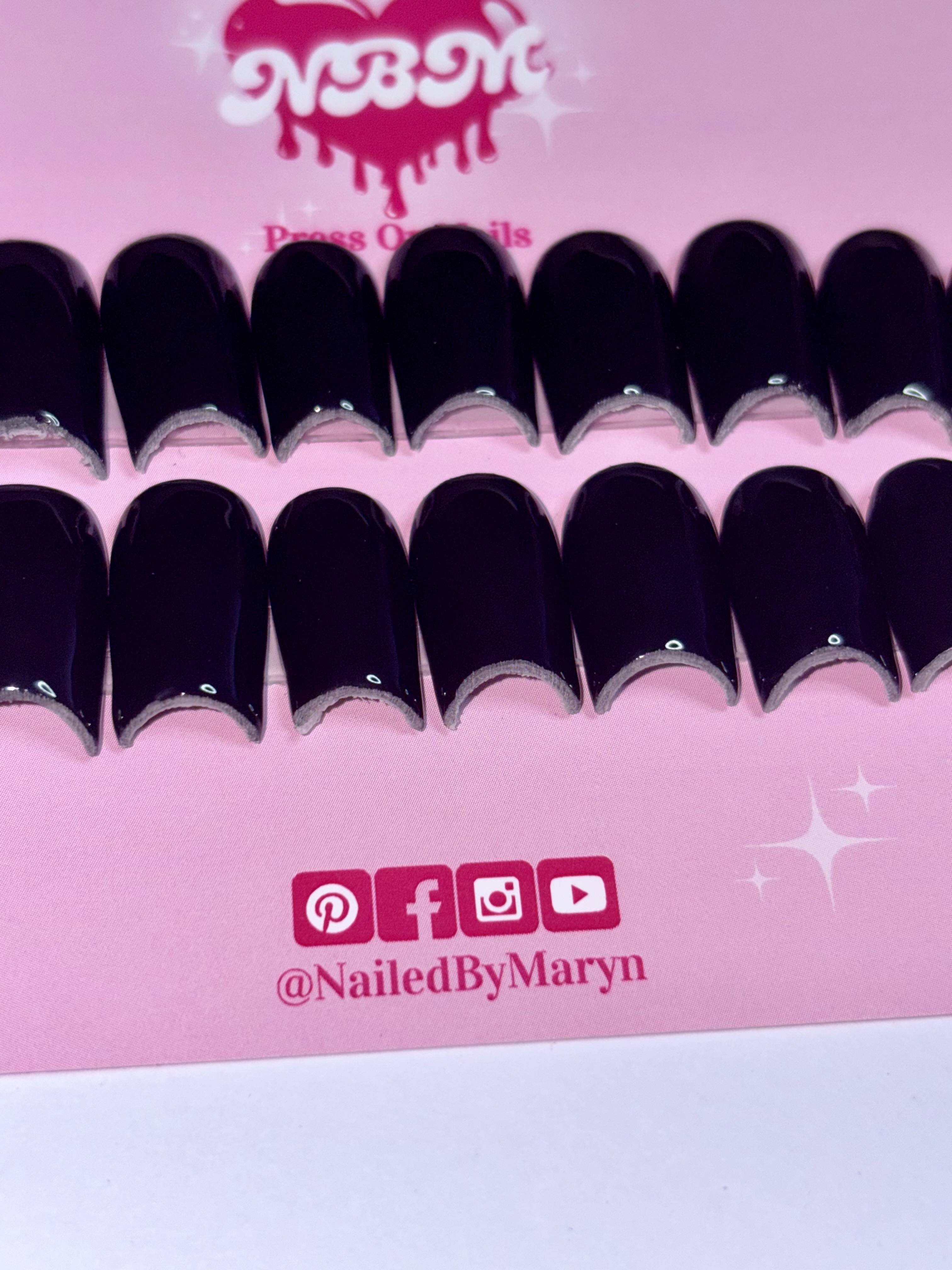 Moon Cut Solid Color Press-On Nails